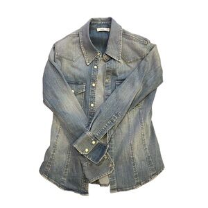 A.L.C Denim Button-Up Shirt Jacket Light to Medium Wash